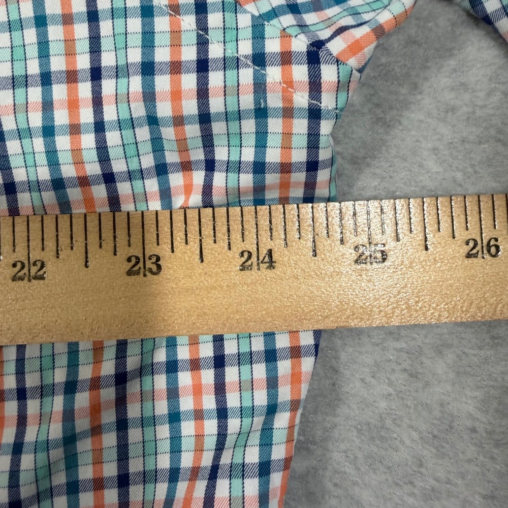 Peter Millar Shirt Mens L Blue Orange Plaid Performance MF18EW12BL‎ Stretch - Picture 4 of 8